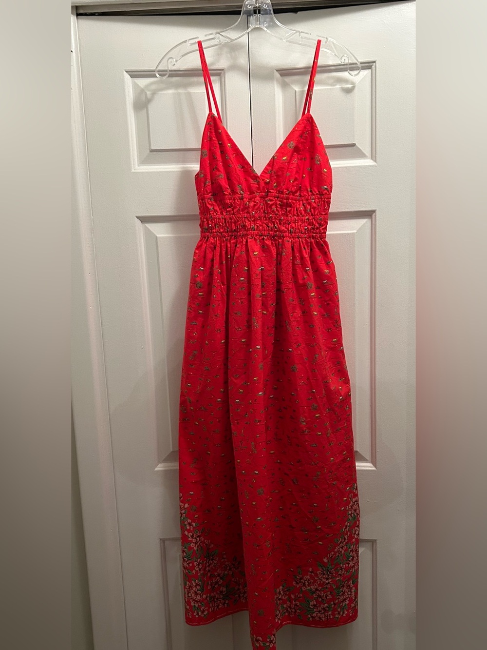 J. Crew Smocked-waist V-neck dress in map print - Picture 2 of 9
